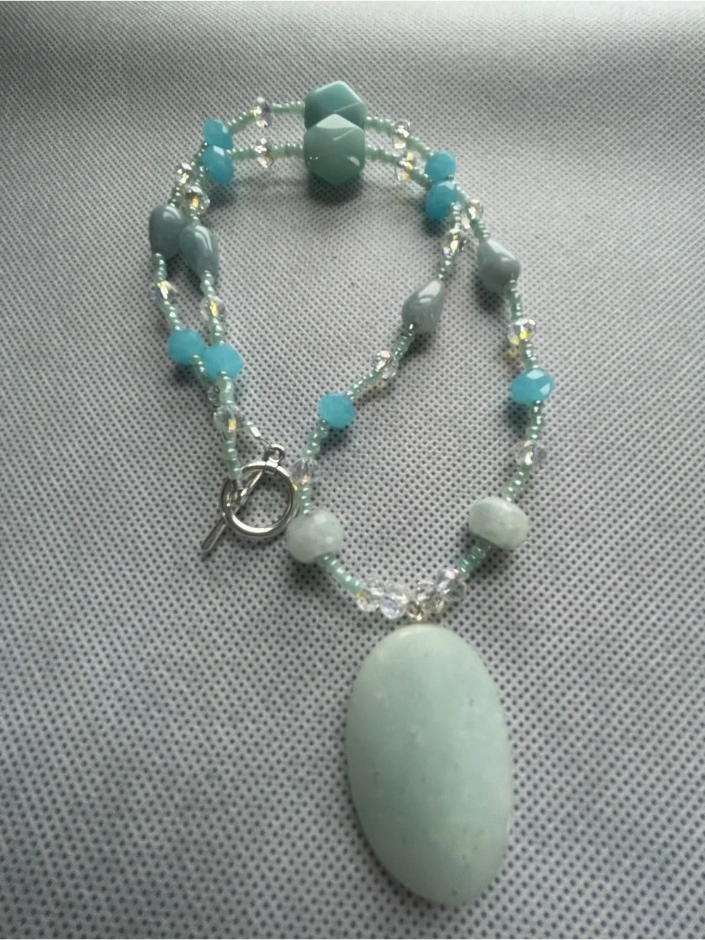 Handmade Mint Green Bead Necklace and Earring Set